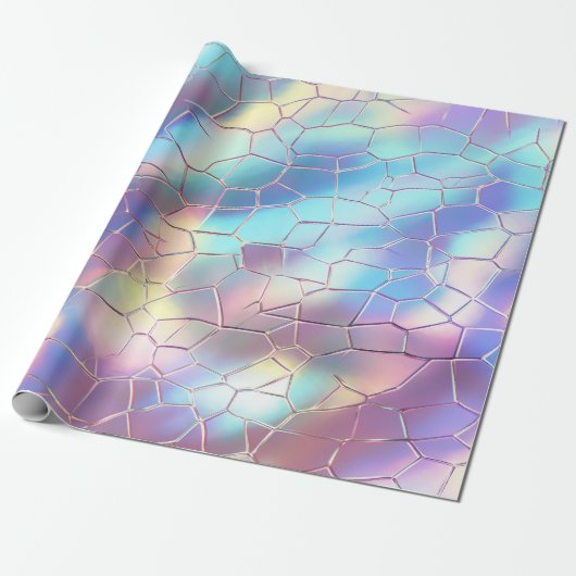 Papier Cadeau Monogramme Arrière - plan Holographique Foil Motif (Déroulé)