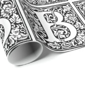 Papier Cadeau Monogramme B initial. Nom customisé Modèle floral (Coin rond)