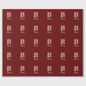 Papier Cadeau Monogramme B, joli modèle floral, (Plat)