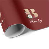 Papier Cadeau Monogramme B, joli modèle floral, (Coin rond)