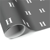 Papier Cadeau Monogramme blanc gris simple et élégant (Coin rond)