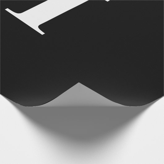 Papier Cadeau Monogramme blanc noir simple et élégant initial (Coin)