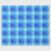 Papier Cadeau Monogramme Bluebird Initiale B Personnalisé (Plat)