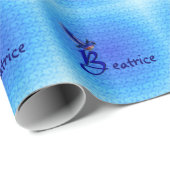 Papier Cadeau Monogramme Bluebird Votre nom initial B (Coin rond)