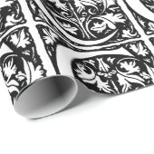 Papier Cadeau Monogramme C Modèle floral noir et blanc initial (Coin rond)