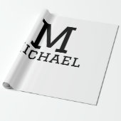 Papier Cadeau Monogramme capital masculin ajouter nom simple cla (Déroulé)
