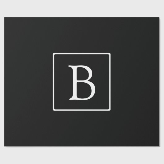Papier Cadeau Monogramme classique simple | Texte noir et blanc (Plat)
