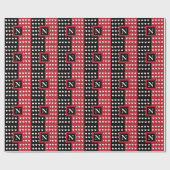 Papier Cadeau Monogramme coeurs noir rouge blanc moderne (Plat)