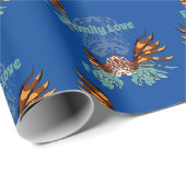 Papier Cadeau Monogramme coloré de poisson rouge (Coin rond)