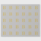 Papier Cadeau Monogramme couleur or gris moderne Ajouter un nom  (Plat)