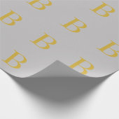 Papier Cadeau Monogramme couleur or gris moderne Ajouter un nom  (Coin)