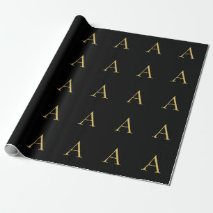 Papier Cadeau Monogramme couleur or noir professionnel