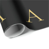 Papier Cadeau Monogramme couleur or noir professionnel (Coin rond)