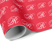 Papier Cadeau Monogramme de calligraphie classique chic rouge vi (Coin rond)