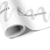 Papier Cadeau Monogramme de calligraphie classique professionnel (Coin rond)