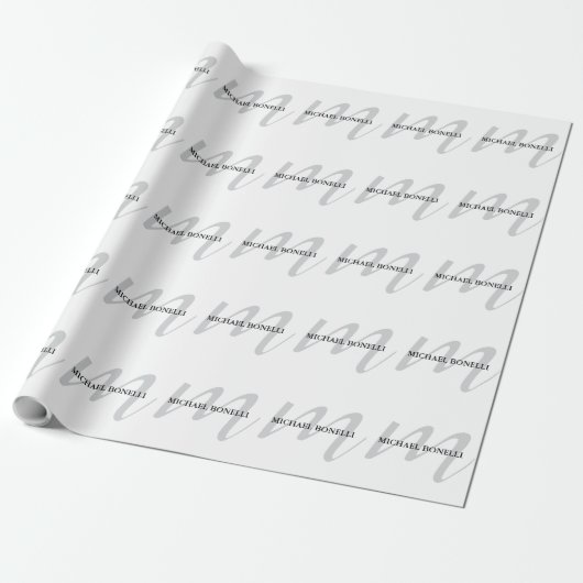 Papier Cadeau Monogramme de calligraphie classique professionnel (Déroulé)