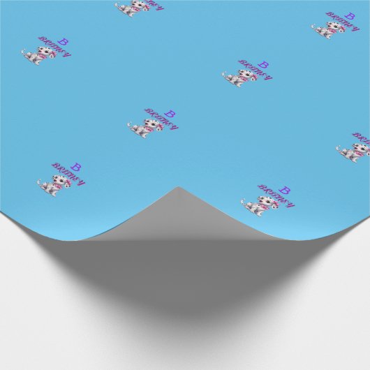 Papier Cadeau Monogramme de chiot dalmate personnalisé - (Coin)