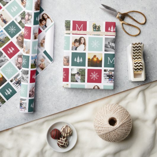 Papier Cadeau Monogramme de collage de fête | 15 Vacances photo (Artisanat)