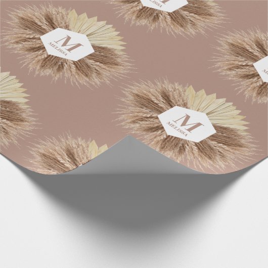 Papier Cadeau Monogramme de couleurs neutres rustiques chaudes (Coin)