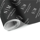 Papier Cadeau Monogramme de couple simple noir et blanc (Coin rond)
