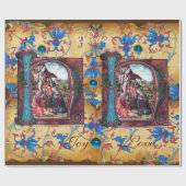PAPIER CADEAU MONOGRAMME DE LA NATIVITÉ PARCHEMENT FLORAL DE NOË (Plat)
