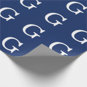 Papier Cadeau Monogramme de lettre initiale bleu blanc simple (Coin)