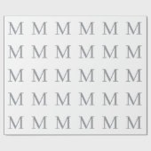 Papier Cadeau Monogramme de lettre initiale gris chic moderne (Plat)