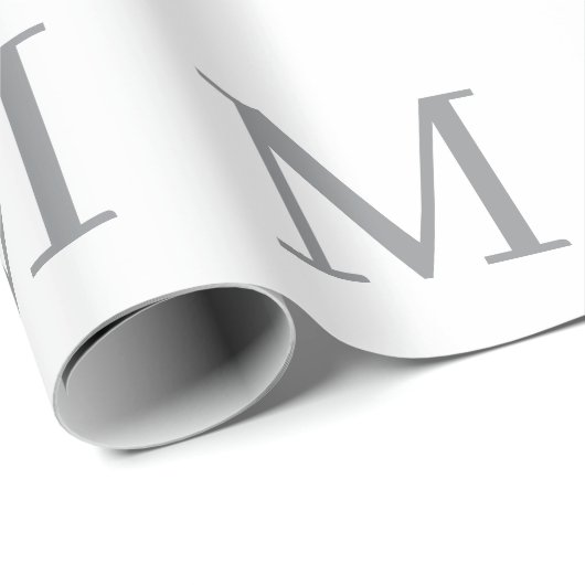 Papier Cadeau Monogramme de lettre initiale grise chic moderne (Coin rond)