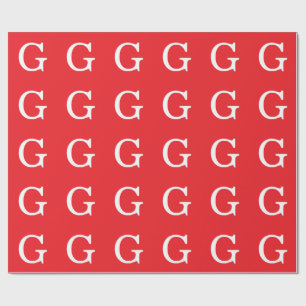 Papier Cadeau Monogramme de lettre initiale rouge blanc simple