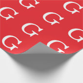 Papier Cadeau Monogramme de lettre initiale rouge blanc simple (Coin)