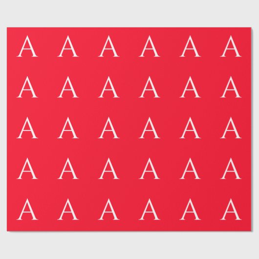 Papier Cadeau Monogramme de lettre initiale rouge blanc simple (Plat)