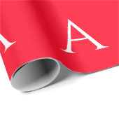 Papier Cadeau Monogramme de lettre initiale rouge blanc simple (Coin rond)