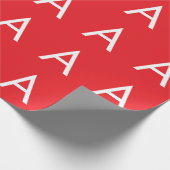 Papier Cadeau Monogramme de lettre initiale rouge blanc simple m (Coin)
