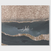 Papier Cadeau Monogramme de marbre de Parties scintillant modern (Plat)