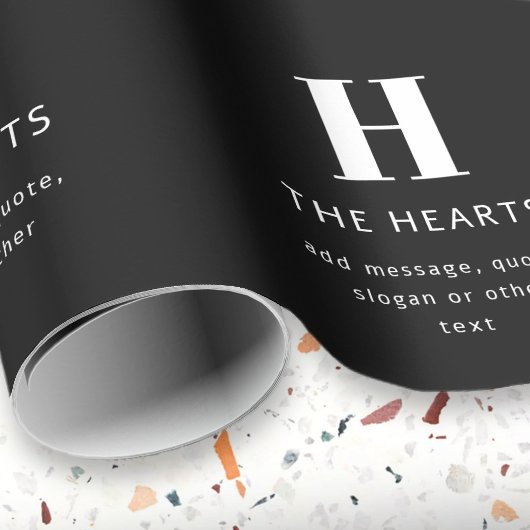 Papier Cadeau Monogramme de nom et message moderne éditable | No