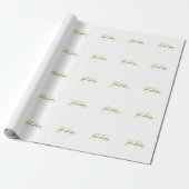 Papier Cadeau Monogramme de nom moderne de couleur or unique exc (Déroulé)