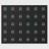 Papier Cadeau Monogramme de nom moderne | Noir Gris Blanc (Plat)