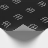 Papier Cadeau Monogramme de nom moderne | Noir Gris Blanc (Coin)