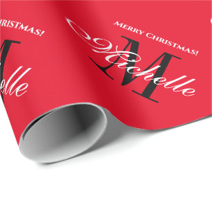 Papier Cadeau monogramme de nom rouge élégant personnalisé Jo