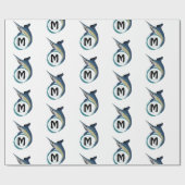 Papier Cadeau Monogramme de saut d'espadon (Plat)