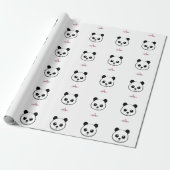 Papier Cadeau Monogramme de visage de panda souriant (Déroulé)