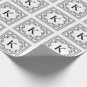Papier Cadeau Monogramme Décoratif Noir Et Blanc Cadre Élégant (Coin)