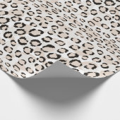 Papier Cadeau monogramme d'impression chic de guépard noir et bl (Coin)