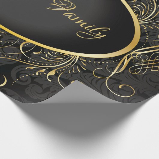 Papier Cadeau Monogramme d'or noir Classy Royal Style Enveloppem (Coin)