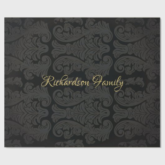 Papier Cadeau Monogramme d'or noir Classy Royal Style Enveloppem (Plat)