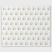Papier Cadeau Monogramme d'or rustique B vert feuillage eucalypt (Plat)
