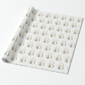 Papier Cadeau Monogramme d'or rustique B vert feuillage eucalypt (Déroulé)