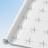 Papier Cadeau Monogramme élégant blanc et gris