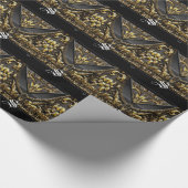 Papier Cadeau Monogramme élégant d'équilibre de noir et d'or (Coin)