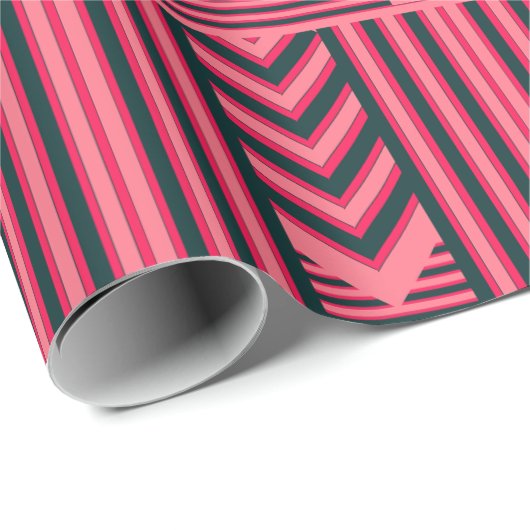 Papier Cadeau Monogramme élégant et modifiable à rayures roses d (Coin rond)